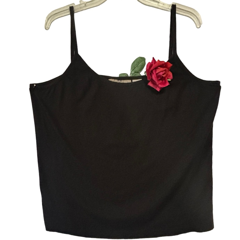 Life Style Woman 2X Black Sleeveless Spaghetti strap Tank Top 45% Cotton EUC